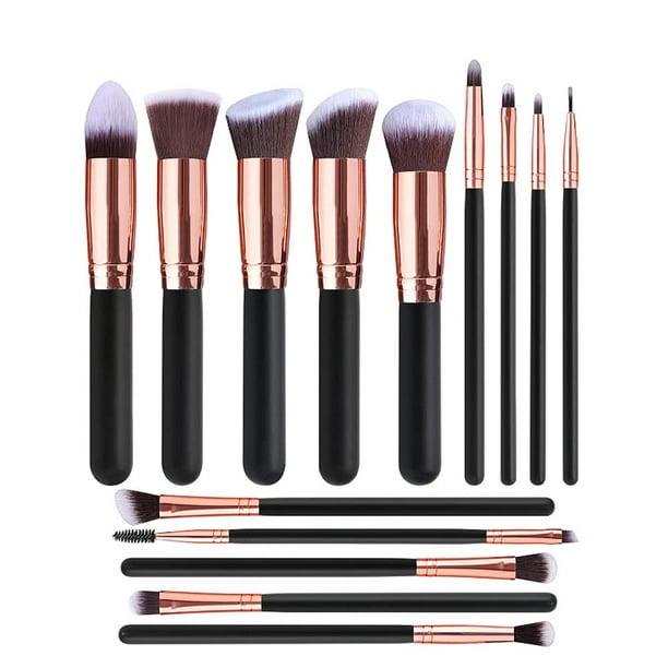 Paquete de 14 brochas de maquillaje sintético, brocha para base, brocha correctora, brocha para sombra de ojos, juego de brochas de maquillaje.