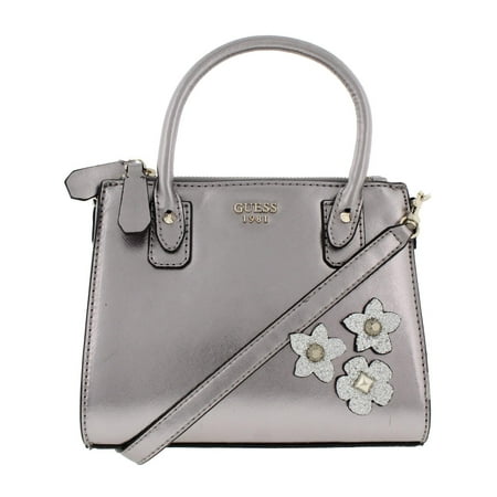 Womens Metallic Leather - Guess Womens Liya Metallic Faux Leather Satchel Handbag