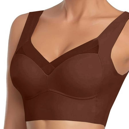 Hfolob Womens Seamless Bras Lace Tank Top Underwear Thin Gathered Together Adjustable Straps Push Up Everyday Bra