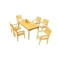 thumbnail image 1 of Grade-A Teak Dining Set: 6 Seater 7 Pc: 71" Rectangle Table And 6 Maldives Arm Chairs Outdoor Patio WholesaleTeak #51ML1607, 1 of 6
