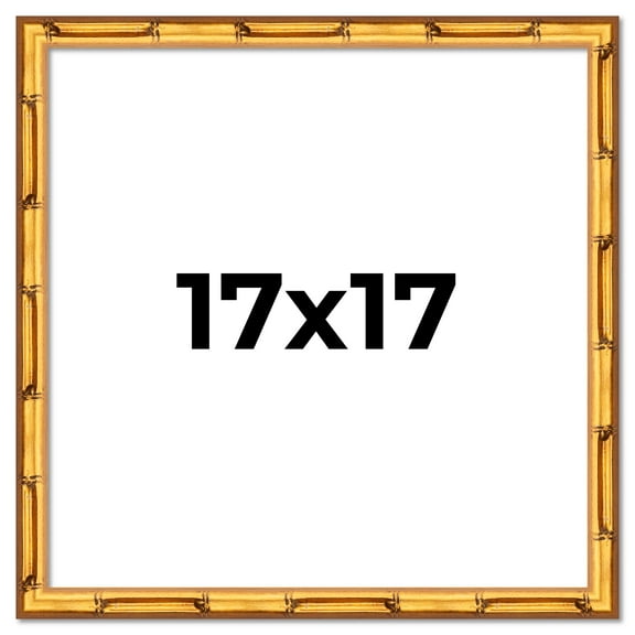 17x17 Frame Gold Bamboo Picture Frame - Modern Photo Frame Includes UV Acrylic Shatter Guard Front,