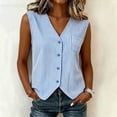 thumbnail image 2 of Women's Striped Vest Sleeveless Button Down Open Front Tops Office Casual Layeringlook Waistcoat, 2 of 8