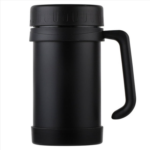 2X 500Ml / 17Oz Frascos de VacíO de Acero Inoxidable de Termo con Manejar de Termo Termos de Oficina para Té Aislada Negro
