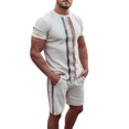 thumbnail image 1 of Conjunto de pantalones cortos informales para hombre Adepaton Color contrastante Beige 3XL, 1 of 6