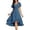 Blue, variant on Uobin Women's Summer Chiffon Dress V Neck Ruched Short Sleeves Elegant Casual Party Dress for Outdoor Events And Daily Wear