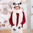 thumbnail image 2 of XIAOCHA Womens Panda‑Print Hooded Scarf Hat Plush Hats for Fall Winter Walk Hoodedscrafthats,White, 2 of 7