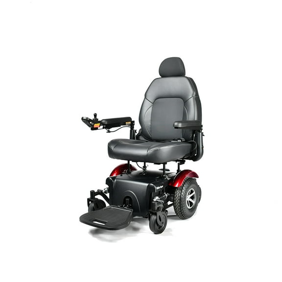 Merits P327 Vision Super Heavy Duty Power Wheelchair - Red with Captain Seat 22"x20-22"x22"