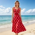 thumbnail image 3 of Women Swimwear, Color Block Bow Cutout One Piece Padded Swimsuit with Polka Dot Skirt Bathing Suit for Vacation, 3 of 7
