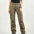 thumbnail image 4 of Karymi Pants for Women Solid Straight Leg Cargo Pants, Multi Pockets Outdoor Hiking Casual Drawstring Cuff Work Long Trousers, 4 of 6