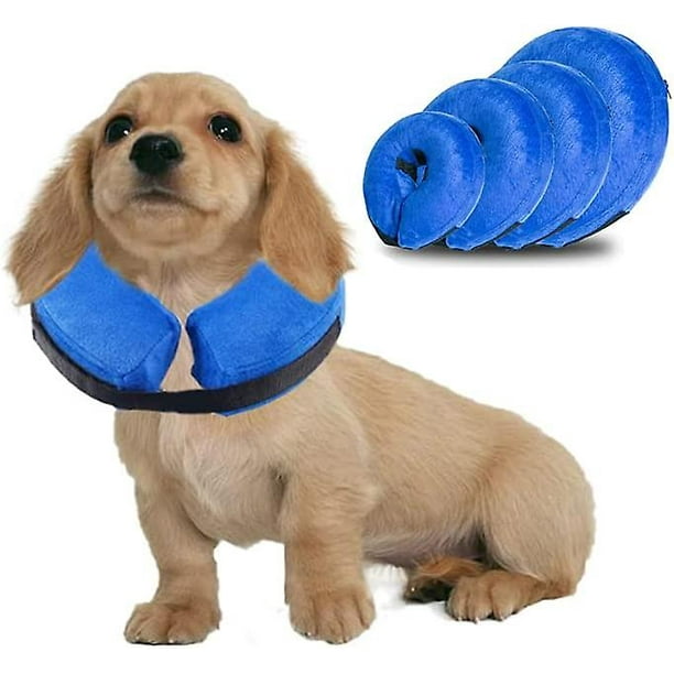 QUETO Inflatable dog cone collar for post-surgical use, soft dog cone type  protective pet recovery collar to prevent licking（S:22X23CM） 