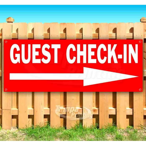 Guest Check-In 13 oz Vinyl Banner With Metal Grommets