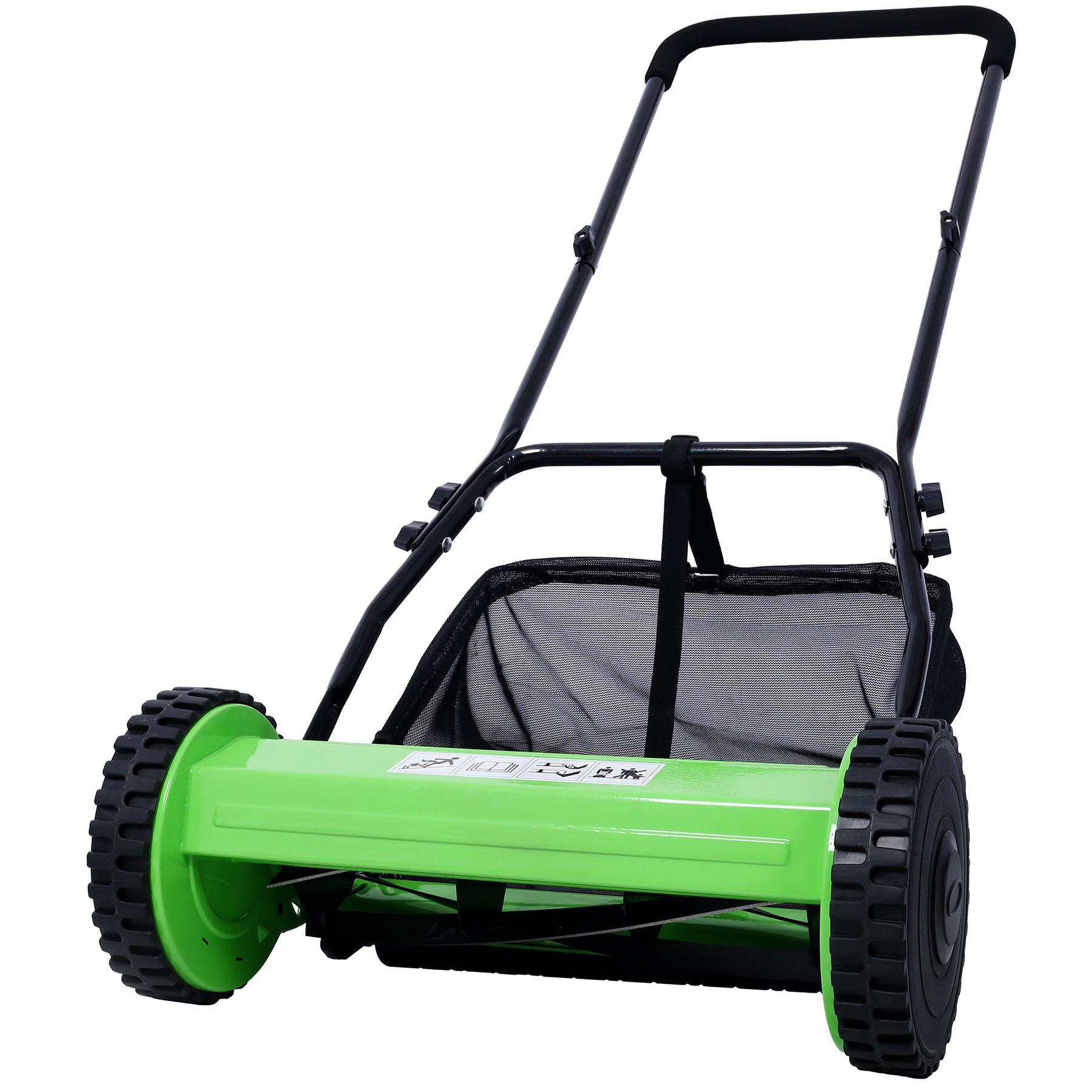 Precision Cutting Green 16-Inch 5-Blade Push Reel Lawn Mower with Grass Catcher Adjustable Blade Height Eco-Friendly