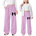 thumbnail image 4 of XEGLSBU Girls Sweatpants Size 7-8 Girls Bow Detail Loose Fit Straight Leg Jogger Pants with Back Pocket Casual Comfort Playwear Light Purple Size 12-13 Years, 4 of 4