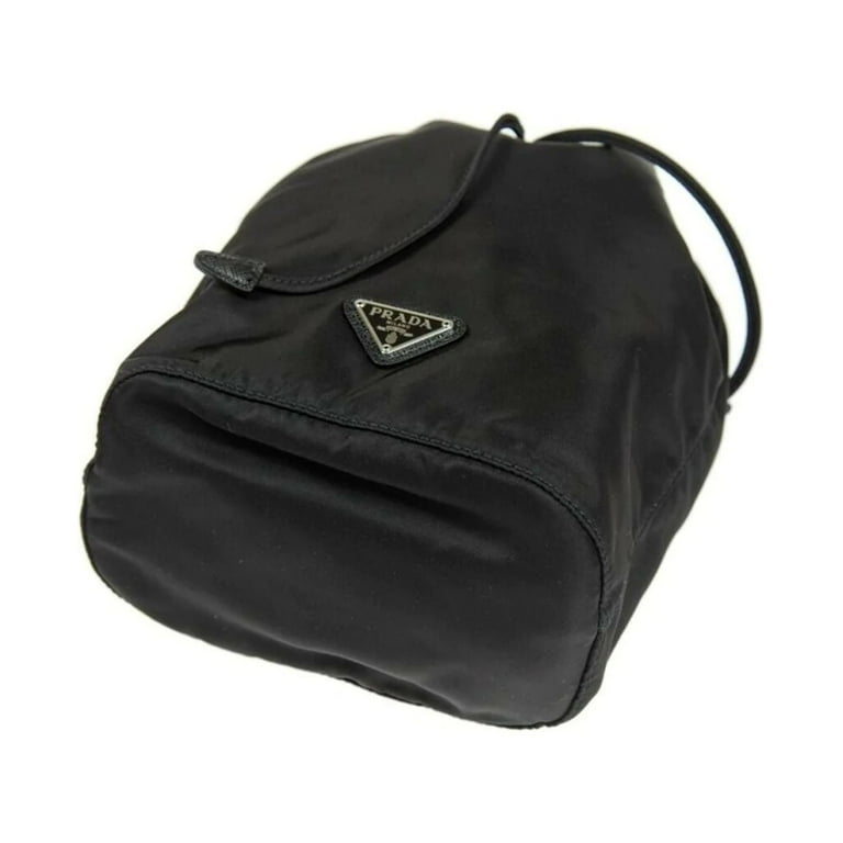  Prada Black Nylon and Leather Drawstring Pouch 1NA369 :  Clothing, Shoes & Jewelry