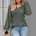 thumbnail image 3 of SUNBS Womens Tops Hollow-Out Lace Crewneck Blouses Fashion Casual Long Sleeve Shirts, 3 of 8