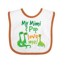 Inktastic Mimi and Pop Love Me Grandson Dinosaur Boys Baby Bib