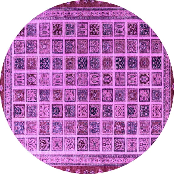 Ahgly Company Indoor Round Oriental Purple Modern Area Rugs, 7' Round