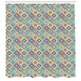 thumbnail image 3 of Colorful Shower Curtain, Diagonal Nested Squares with Retro Effect Simplistic Geometrical Checkered Style, Fabric Bathroom Set with Hooks, 69W X 75L Inches Long, Multicolor, by Ambesonne, 3 of 3