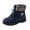 Navy, variant on Womens Ankle Snow Boots Round Toe Rugged Lug Sole Faux Suede Plush Foldable Collar Lace Up Cold Weather Outdoor Winter Boots Navy Size 10