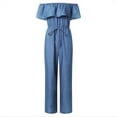 thumbnail image 4 of Manxivoo Denim Jumpsuit for Women Jumpsuits Off Shoulder Look Playsuits Club Long Party Jumpsuits for Women Sky Blue XXXL, 4 of 5