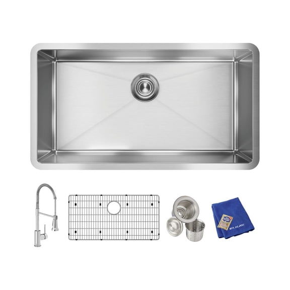 Elkay EFRU311610TFC Crosstown 30-1/2" Undermount Single Basin Stainless Steel Kitchen Sink