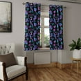 thumbnail image 2 of Ambesonne Tropical Grommet Curtain, Retro Abstract Monstera, 50"x108", Violet Aqua Charcoal Grey, 2 of 5