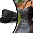 thumbnail image 6 of 1 Set 9 Yards(8.2m) PU Leathers Lace with Rivet 0.8inch Wide Black Studded Beading String Gothic Leathers Trim with Brass Round Stud Punk Suede Cord Rope with Spool for DIY Sewing Crafting, 6 of 7