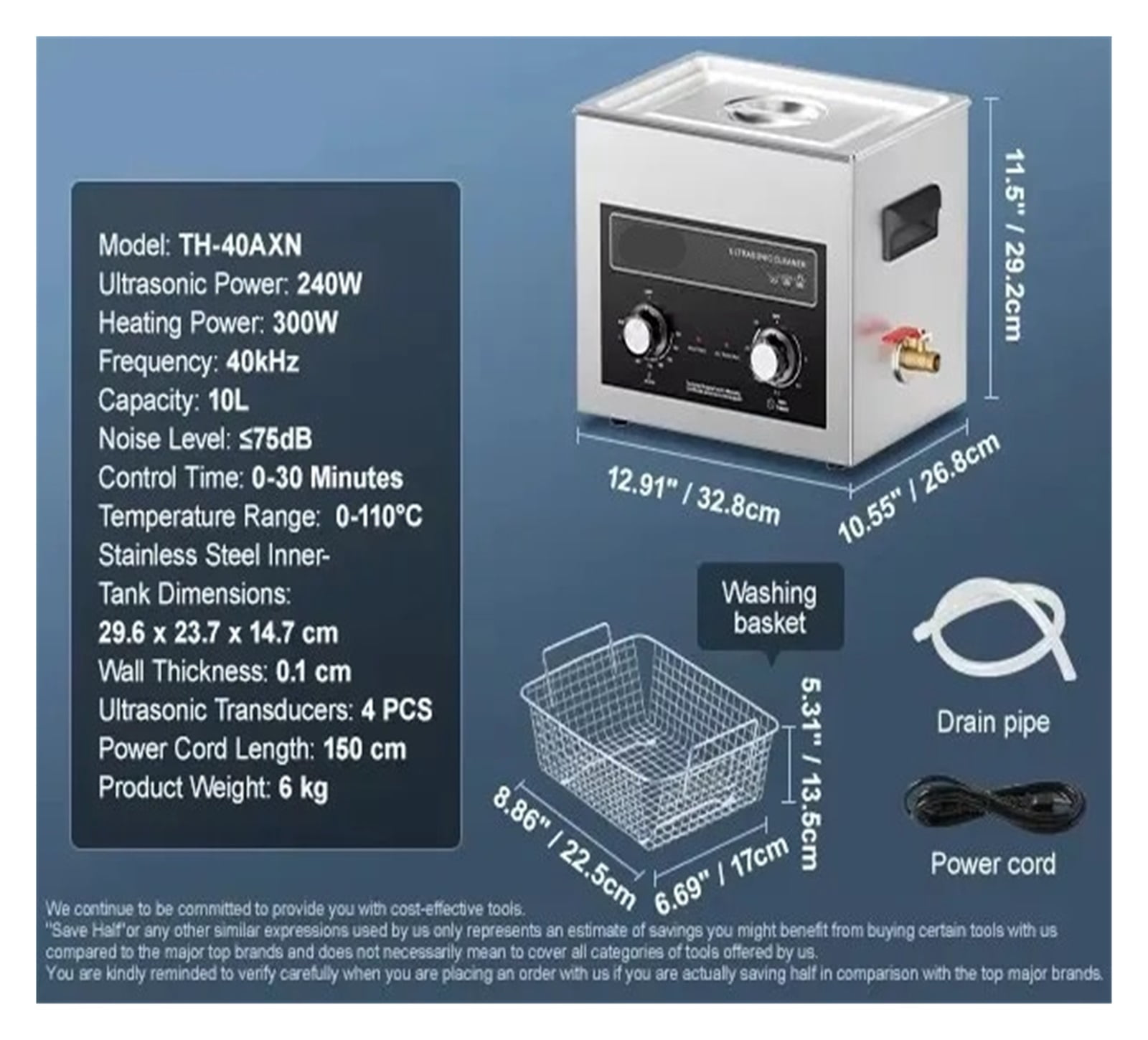 Ultrasonic Cleaner with Heater Timer 2/3/6/10/15/30L for Lab Tools Metal Parts Carburetor Brass Auto Parts Engine Parts