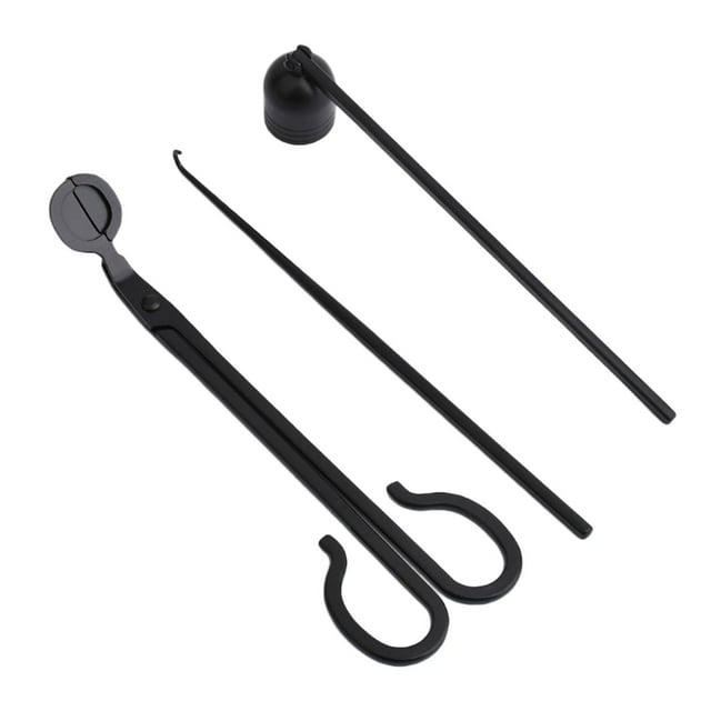 jifeng 3Pcs Candle Wick Stainless Steel Candle Snuffer Candle Tool Portable Candle Black