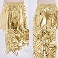 thumbnail image 4 of TiaoBug Kids Girls Metallic Joggers Pants Hip Hop Dance Sweatpants Elastic Waist Pull On Holographic Trousers Gold 12, 4 of 5