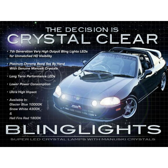 For The BlingLights Brand Blue LED Fog Lights Lamps for 1992-1998 Honda del Sol