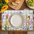 thumbnail image 4 of Wildflowers Placemats Set of 4, Spring Watercolor Tulip Floral Leaf Grey Plaid Placemats for Dining Table, Place Mats for Kitchen Tabletop, Waterproof Wipeable Dining Table Mats Set, 4 of 9