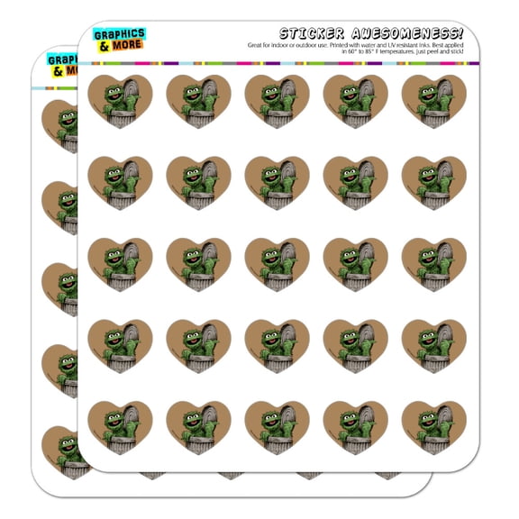 Sesame Street Vintage Oscar the Grouch Heart Shaped Planner Calendar Scrapbook Craft Stickers