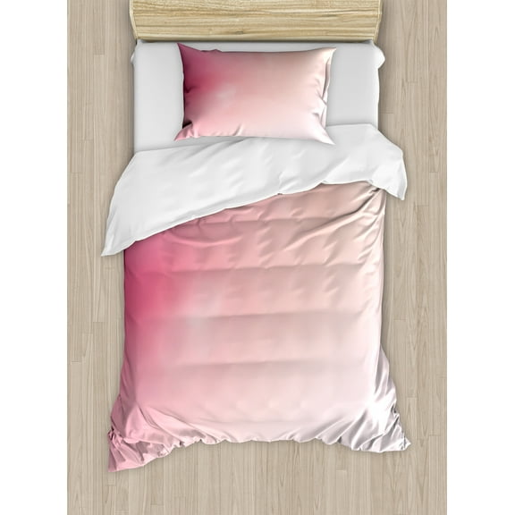 Ambesonne Pink Duvet Cover Set, Blurry Colors Fantasy, Twin, Pink Peach White