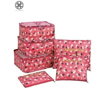Luxtrada 6PCS Waterproof Clothes Storage Bags Packing Cube Travel Luggage Organizer Pouch (Pink Flower)
