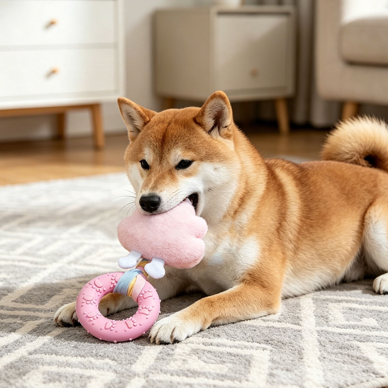 Gytml Squeaky Dog Chew Toys Durable Interactive Plush Puppy Toy With Squeaker Plush Dog Toy For Large & Medium Dogs Aggressive Chewers(B-2.76X7.48Inch)