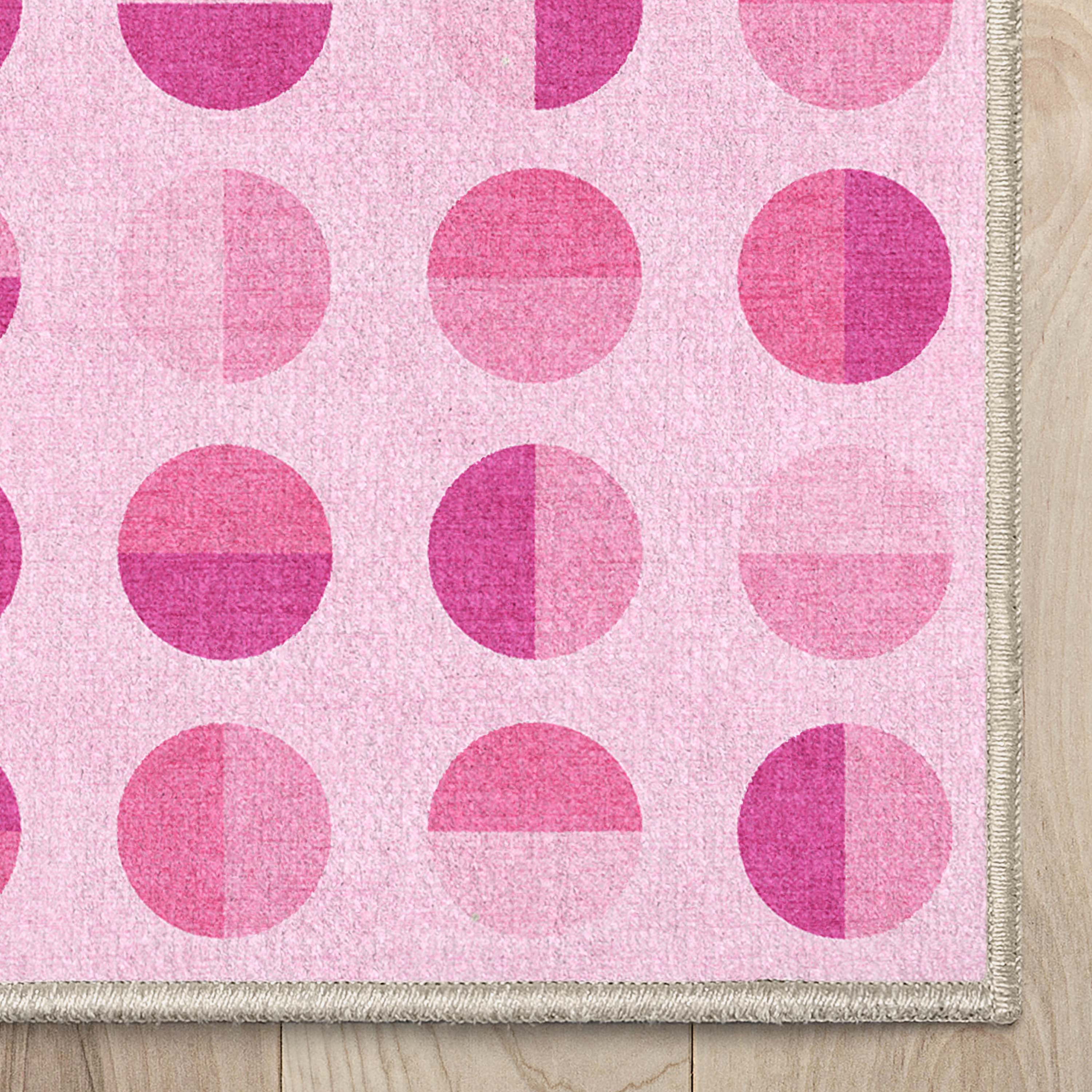 Well Woven Apollo Split Dot Modern Pink Flat Pile Easy to Clean 6' x 9' Area Rug for Living Room Dining Room Bedroom and Kitchen