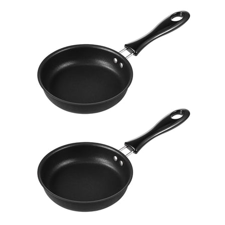 Masteelf  2 Pcs Mini Frying Pan Nonstick Skillet Pans Pot Child Black