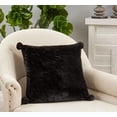 thumbnail image 2 of Fennco Styles Plush Faux Rabbit Fur Pom Pom Decorative Filled Throw Pillow 18" W x 18" L – Black Cushion for Couch, Bedroom, Living Room and Office Décor, 2 of 3