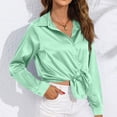 thumbnail image 3 of LIaqionyy Women Satin Silk Shirts Button down Dress Long Sleeve Blouses Casual Business Fall Clothes, 3 of 7