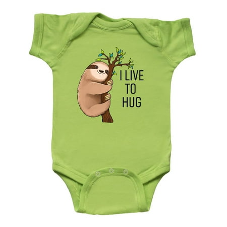 

Inktastic I Live to Hug- Cute Sloth on a Branch Gift Baby Boy or Baby Girl Bodysuit