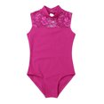 thumbnail image 3 of HULIJA Girls Mock Floral Lace Back Ballet Leotard One Piece Gymnastics Tank Top Athletic Jumpsuit Rose Red XL, 3 of 8