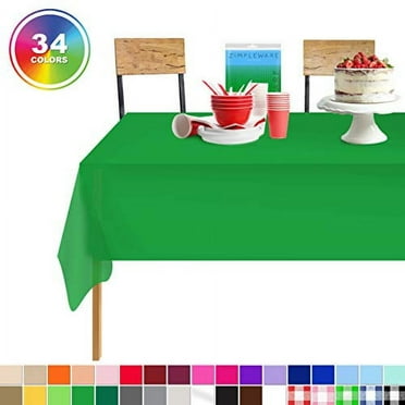 Green 12 Pack Standard Disposable Plastic Party Tablecloth 54 Inch. x 108 Inch. Rectangle Table Cover By Zimpleware