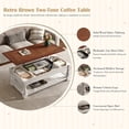 thumbnail image 6 of Atumcto Retro Lift-Top Coffee Table with Hidden Storage and Lower Shelf for Living Room, Espresso & Weathered White, 6 of 11