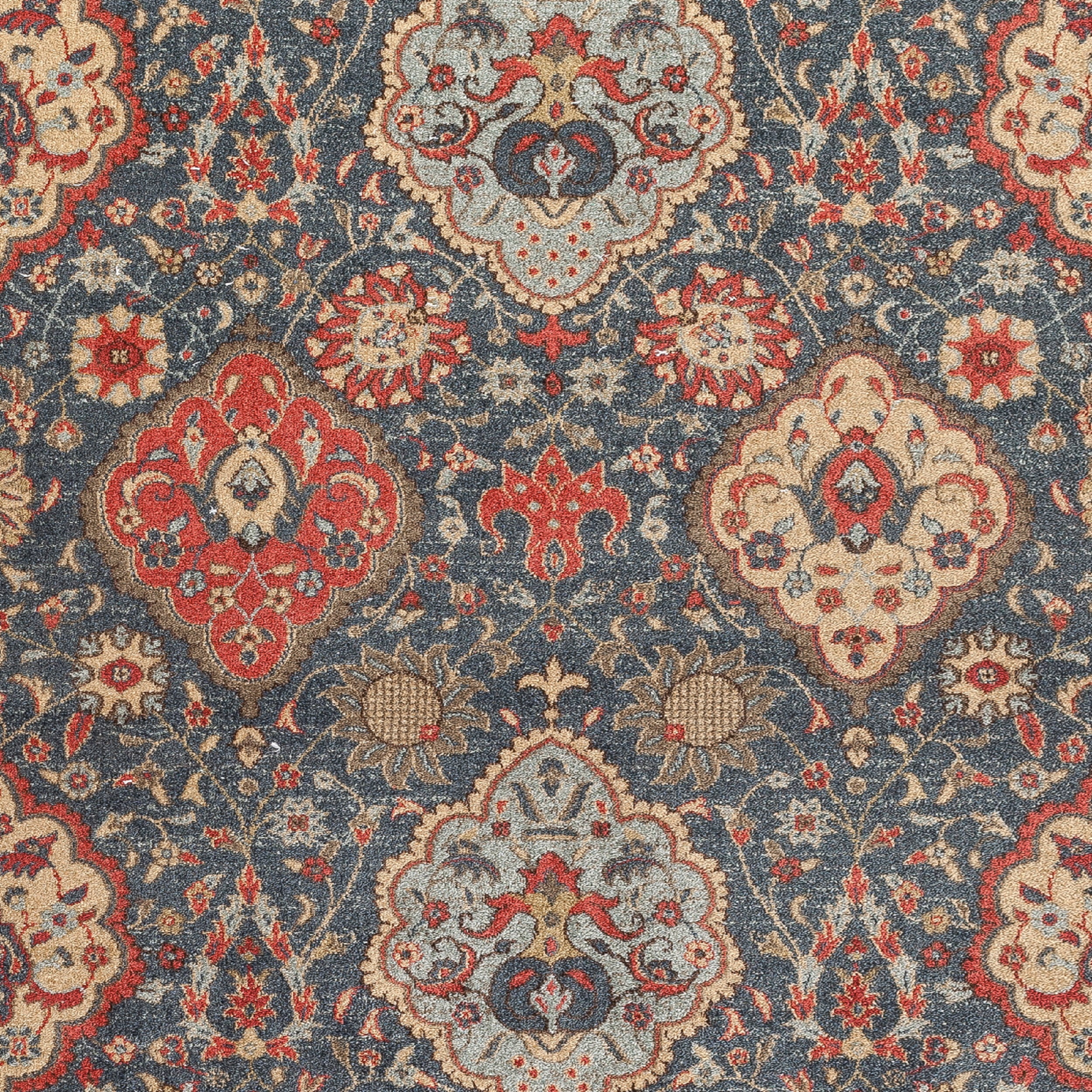 SAFAVIEH Mahal Napier Oriental Runner Rug, Navy/Red, 2'2" x 10'
