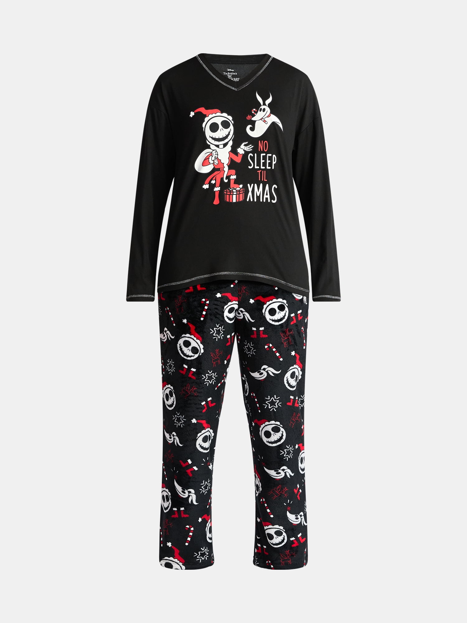 Disney Nightmare Before Christmas Women's Long Sleeve Top and Pants with Socks, 3-Piece Gift Set, Sizes XS-3X