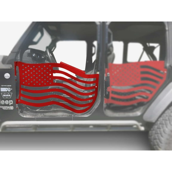 Steinjäger Doors Wrangler JL 2018 to Present Trail, American Flag Design Front Doors Red Baron