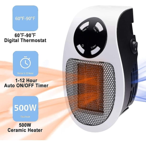 Calentador de ventilador de cerámica de 500 vatios Mini calentador de ventilador Calentador de espacio portátil económico Calentador enchufable con