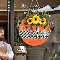thumbnail image 5 of Round Wooden Welcome Sign Rustic Artificial Sunflower Fashion Hanging Porch Sign for Thanksgiving Day Rustic Artificial, 5 of 5