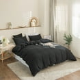 thumbnail image 2 of Move Over Black Solid Bedding Sets King Solid Black Duvet Cover Set Solid Pattern Washed Microfiber, No Filling, 2 of 9